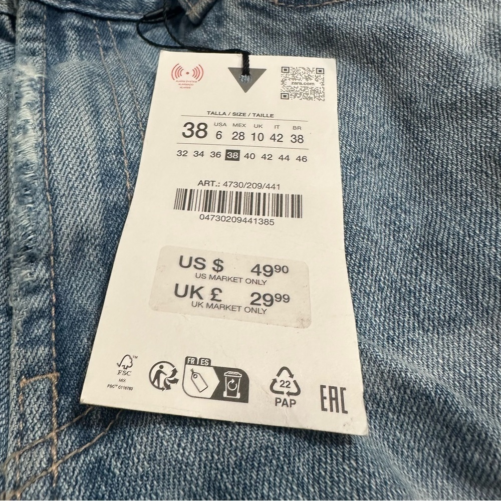 Zara TRF MID-WAIST DENIM BERMUDA SHORTS - Picture 6 of 7